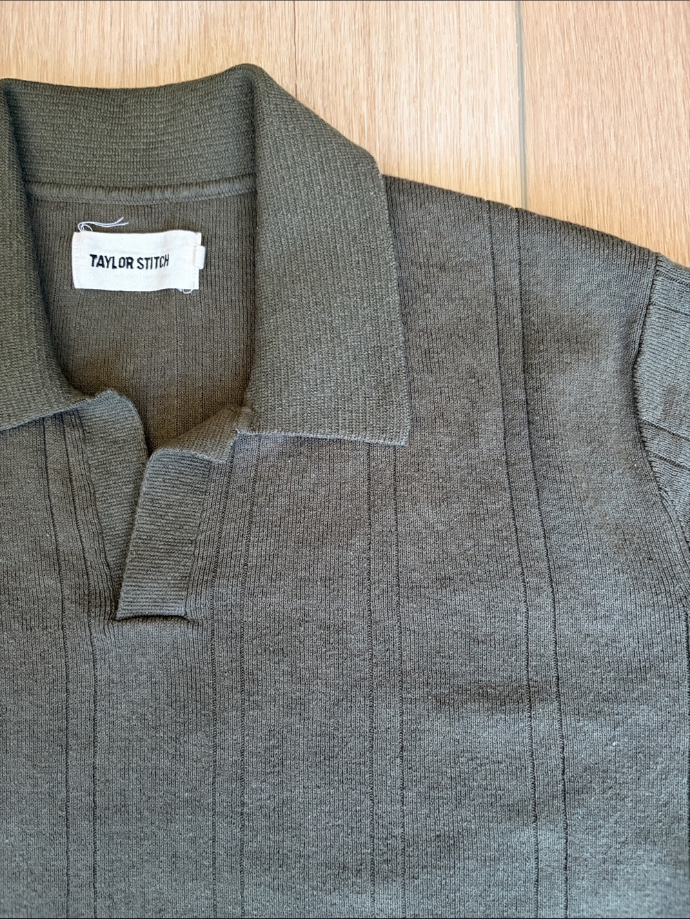 Taylor Stitch Valencia Olive Green Cotton Linen Polo - Size 38 (Small)